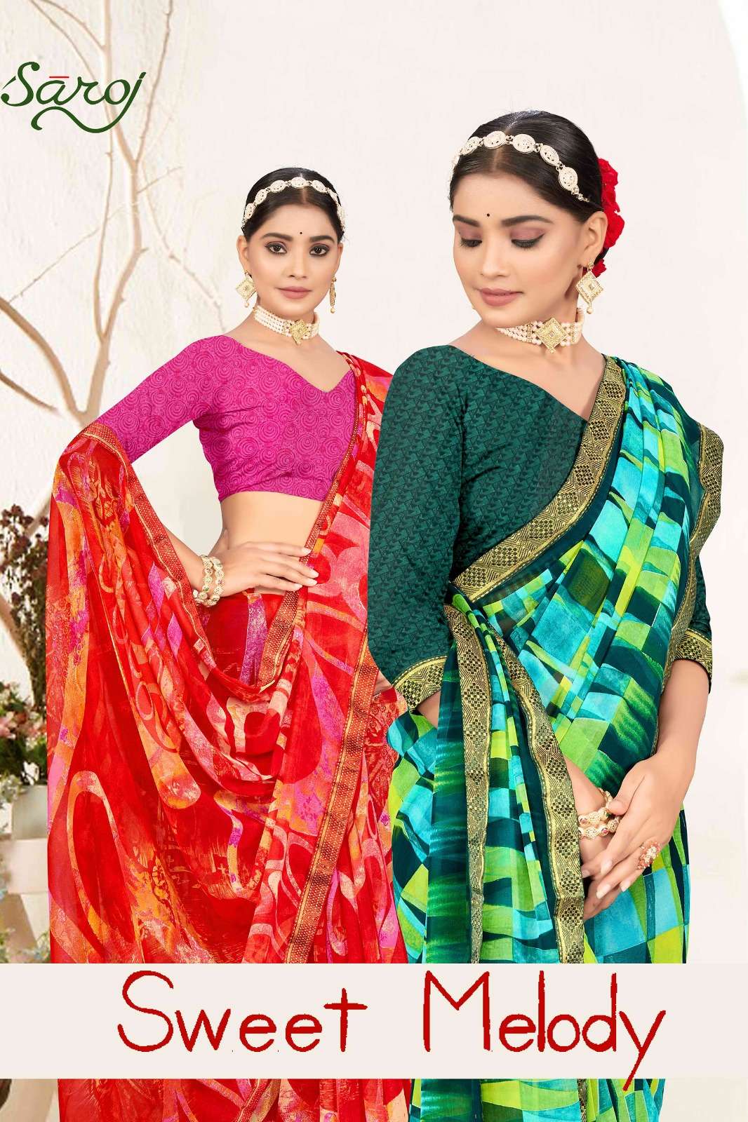 SAROJ SAREE  Sweet Melody  Pure Georgette sarees catalogue wholesale