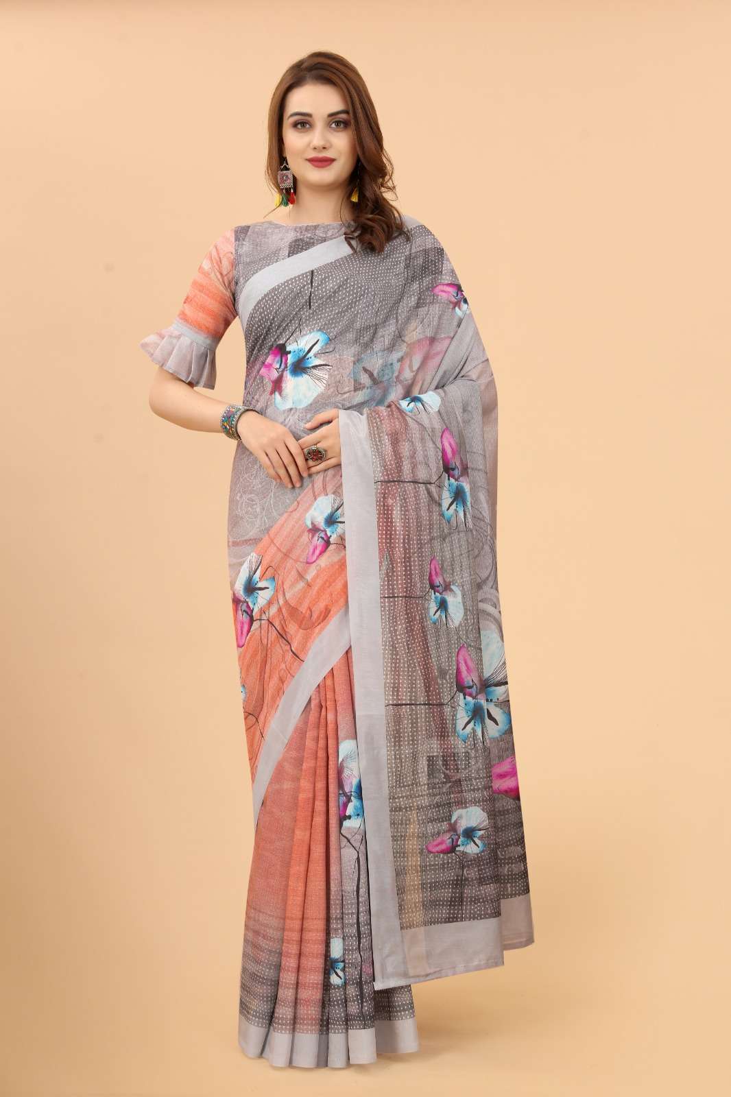 Vichitra Silk Fabric Printed 8 piecs Sarees Catalogue