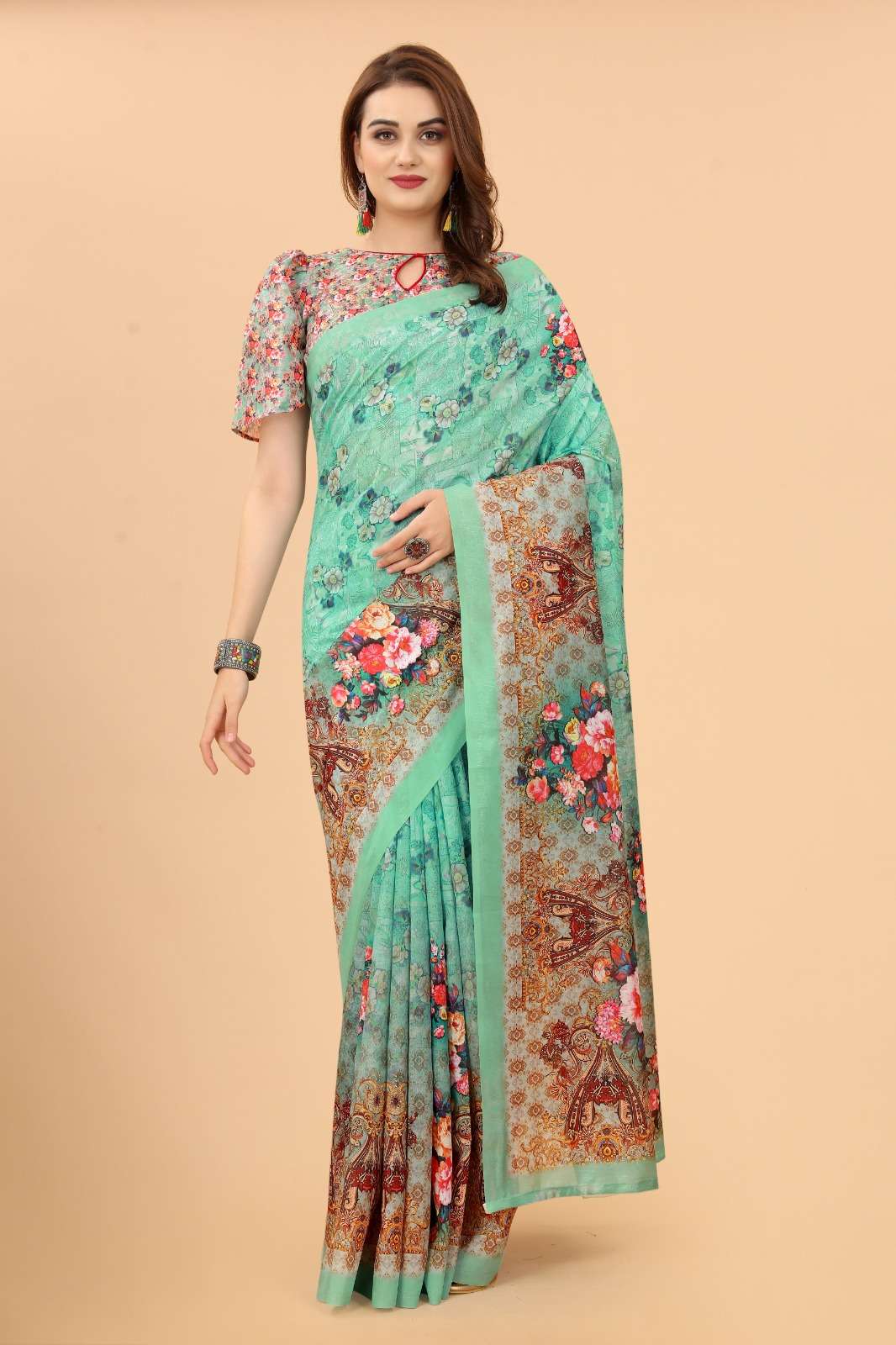 Vichitra Silk Fabric Printed 8 piecs Sarees Catalogue