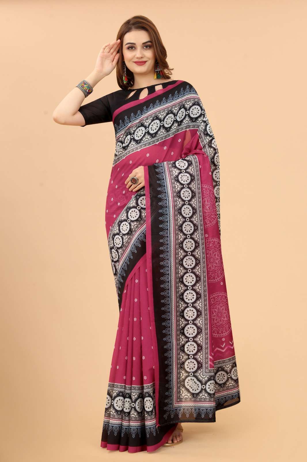 Vichitra Silk Fabric Printed 8 piecs Sarees Catalogue
