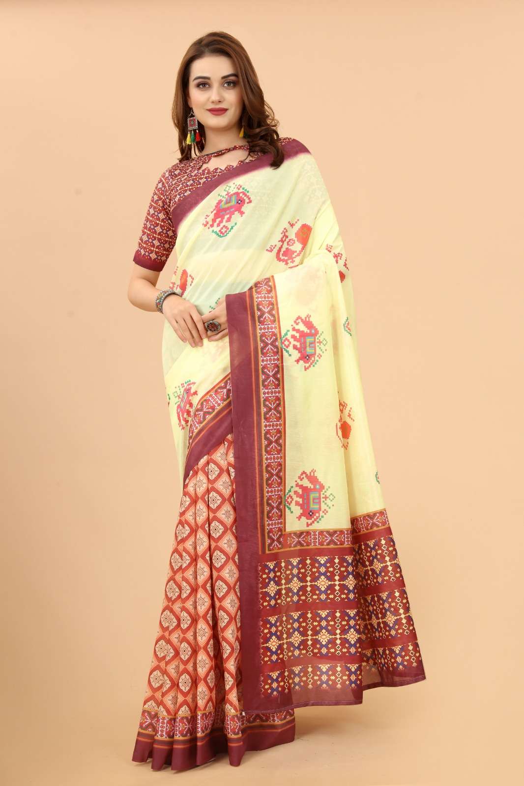Vichitra Silk Fabric Printed 8 piecs Sarees Catalogue