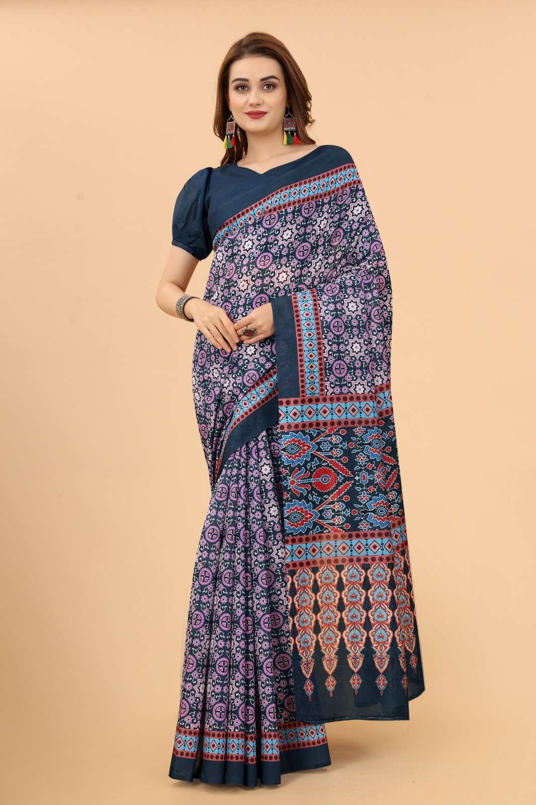 Vichitra Silk Fabric Printed 8 piecs Sarees Catalogue
