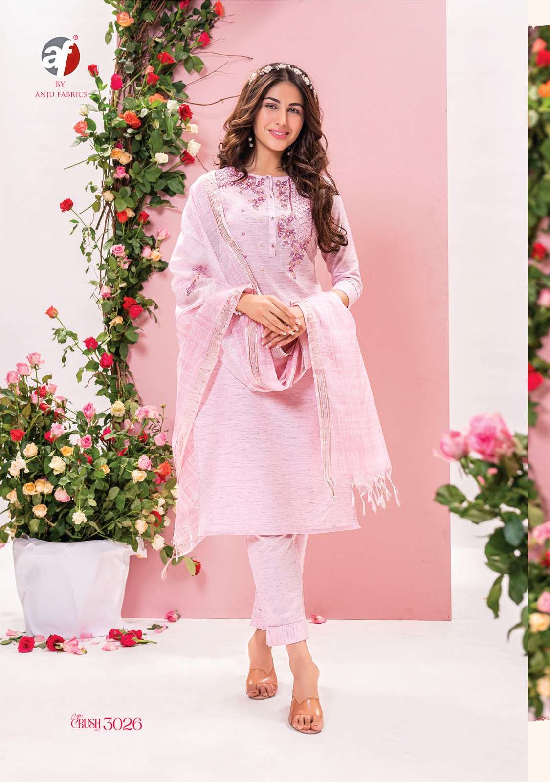 Anju fabrics Cotton crush vol-2 Designer Kurti Pant With Dupatta 