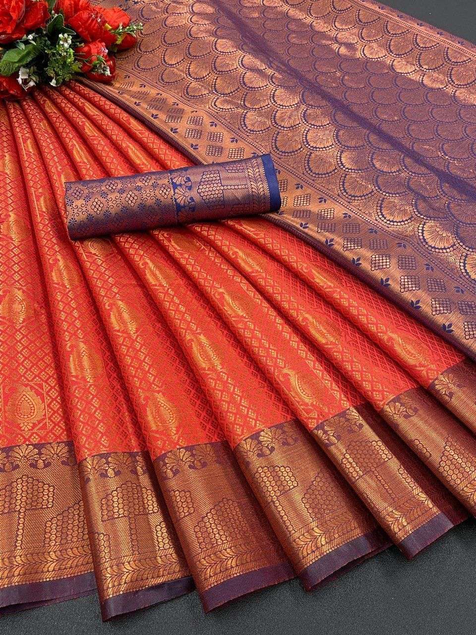 Aab Shreya Fancy Kanjivaram Soft Silk Saree Wholesale catalog