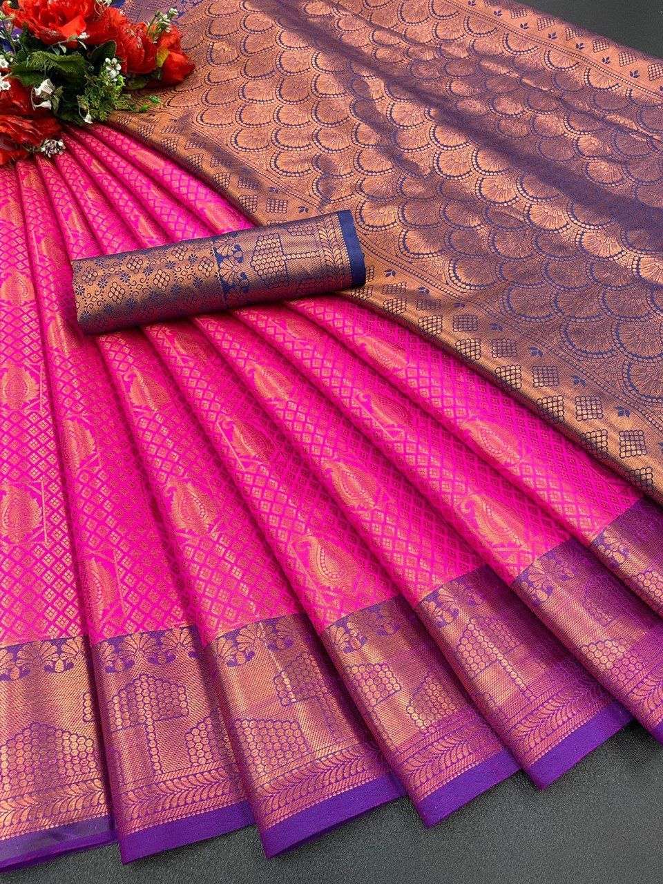 Aab Shreya Fancy Kanjivaram Soft Silk Saree Wholesale catalog