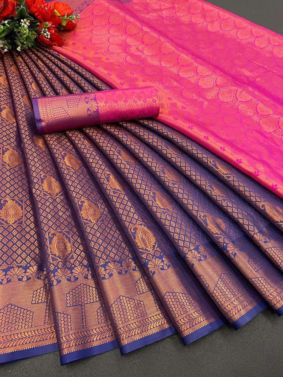 Aab Shreya Fancy Kanjivaram Soft Silk Saree Wholesale catalog