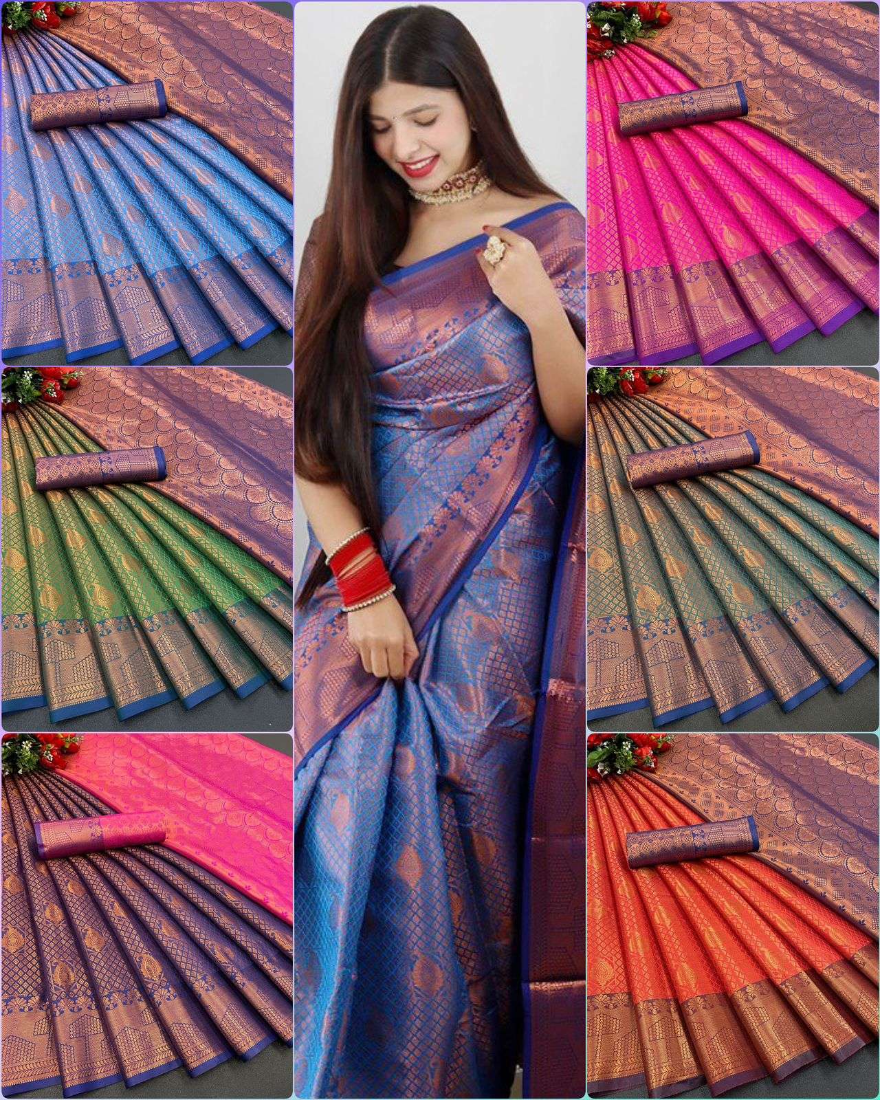 Aab Shreya Fancy Kanjivaram Soft Silk Saree Wholesale catalog