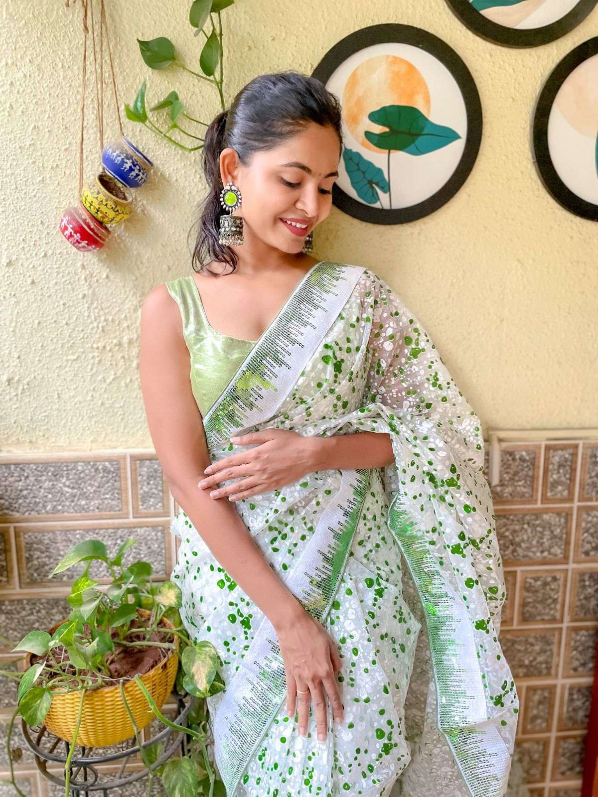 Aarohi 351 Fancy Hand Printed Organza Saree Wholesale catalog