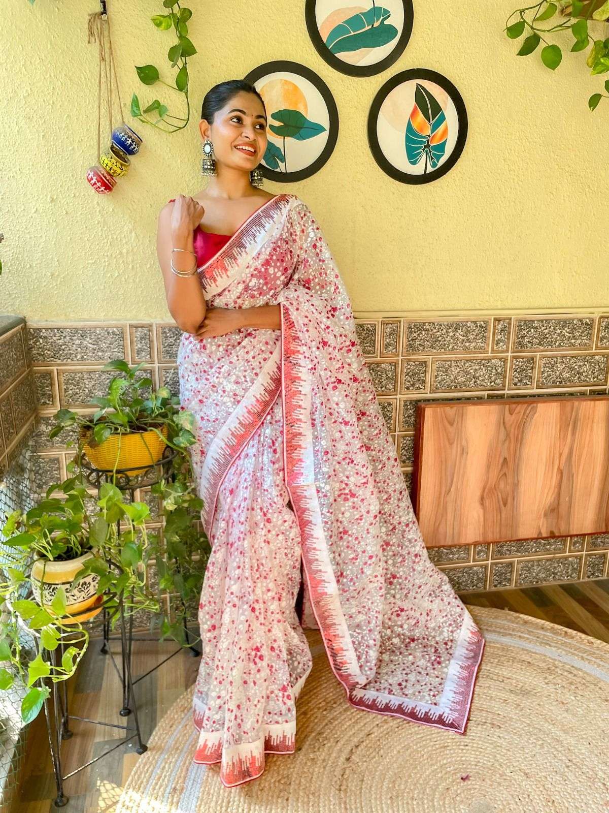 Aarohi 351 Fancy Hand Printed Organza Saree Wholesale catalog