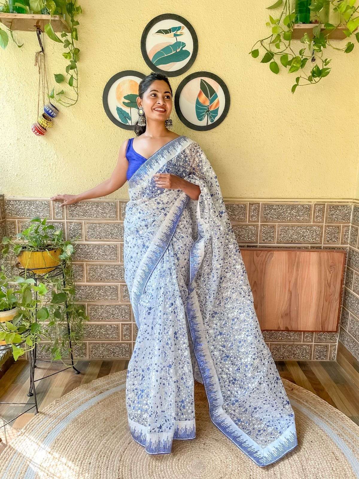 Aarohi 351 Fancy Hand Printed Organza Saree Wholesale catalog