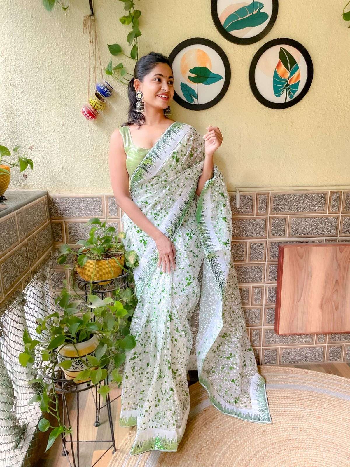 Aarohi 351 Fancy Hand Printed Organza Saree Wholesale catalog