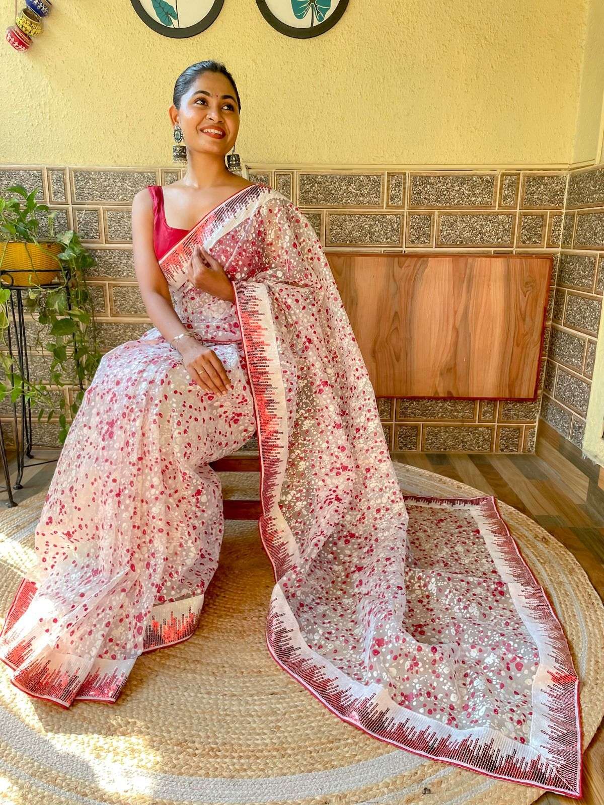 Aarohi 351 Fancy Hand Printed Organza Saree Wholesale catalog