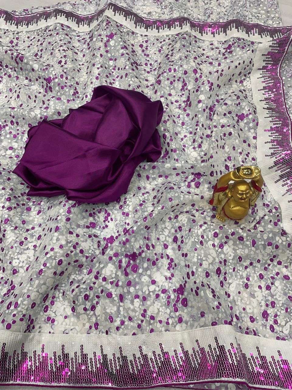 Aarohi 351 Fancy Hand Printed Organza Saree Wholesale catalog