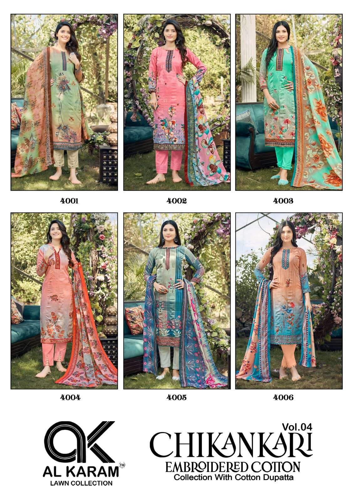 Al Karam Chikankari Vol-4 – Dress Material Wholesale catalog