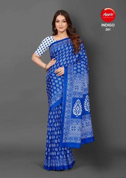 Apple Indigo Vol 2 Printed Bhagalpuri Silk Saree Wholesale catalog