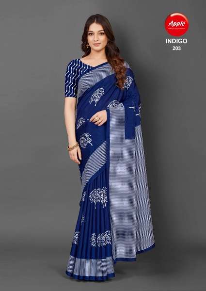 Apple Indigo Vol 2 Printed Bhagalpuri Silk Saree Wholesale catalog