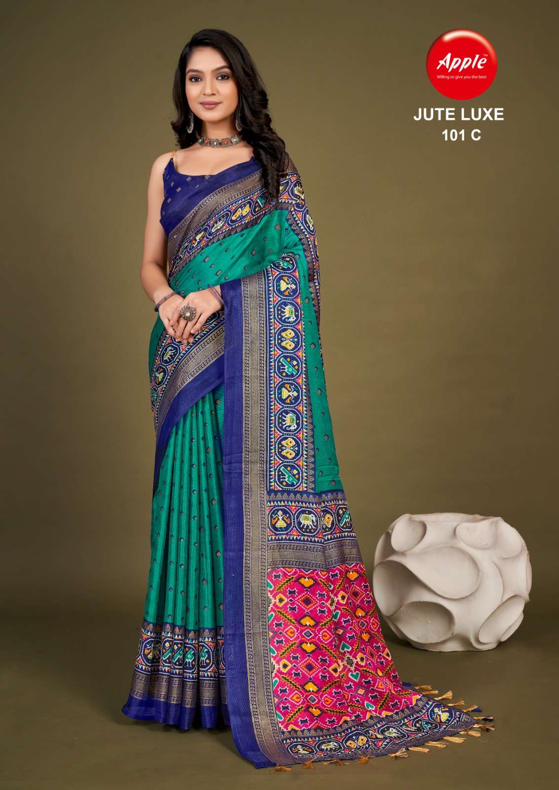 Apple Jute Luxe 101 Printed Silk Saree Wholesale catalog