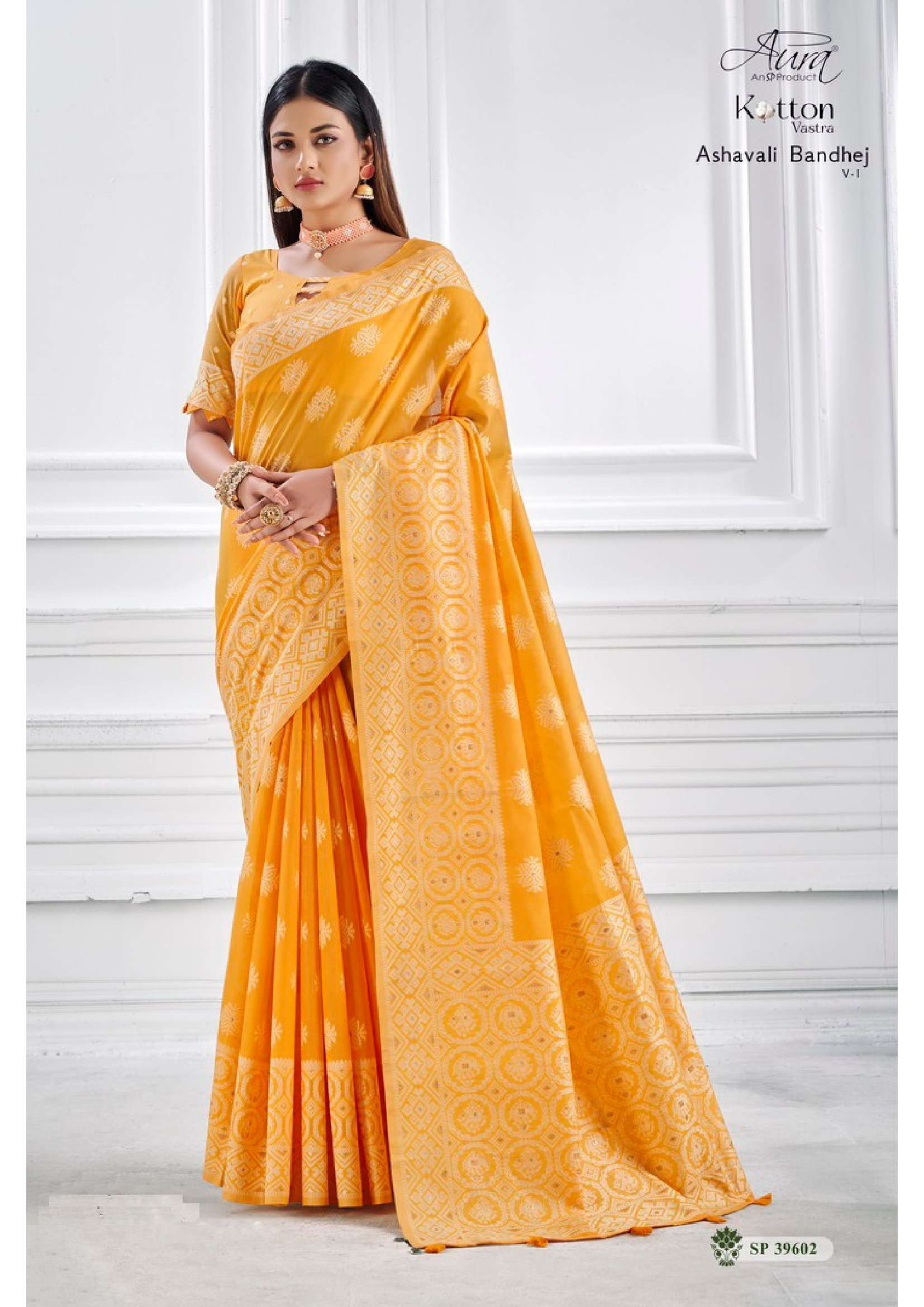 Aura Ashavali Bandhej Vol 1 Designer Cotton Saree Wholesale catalog