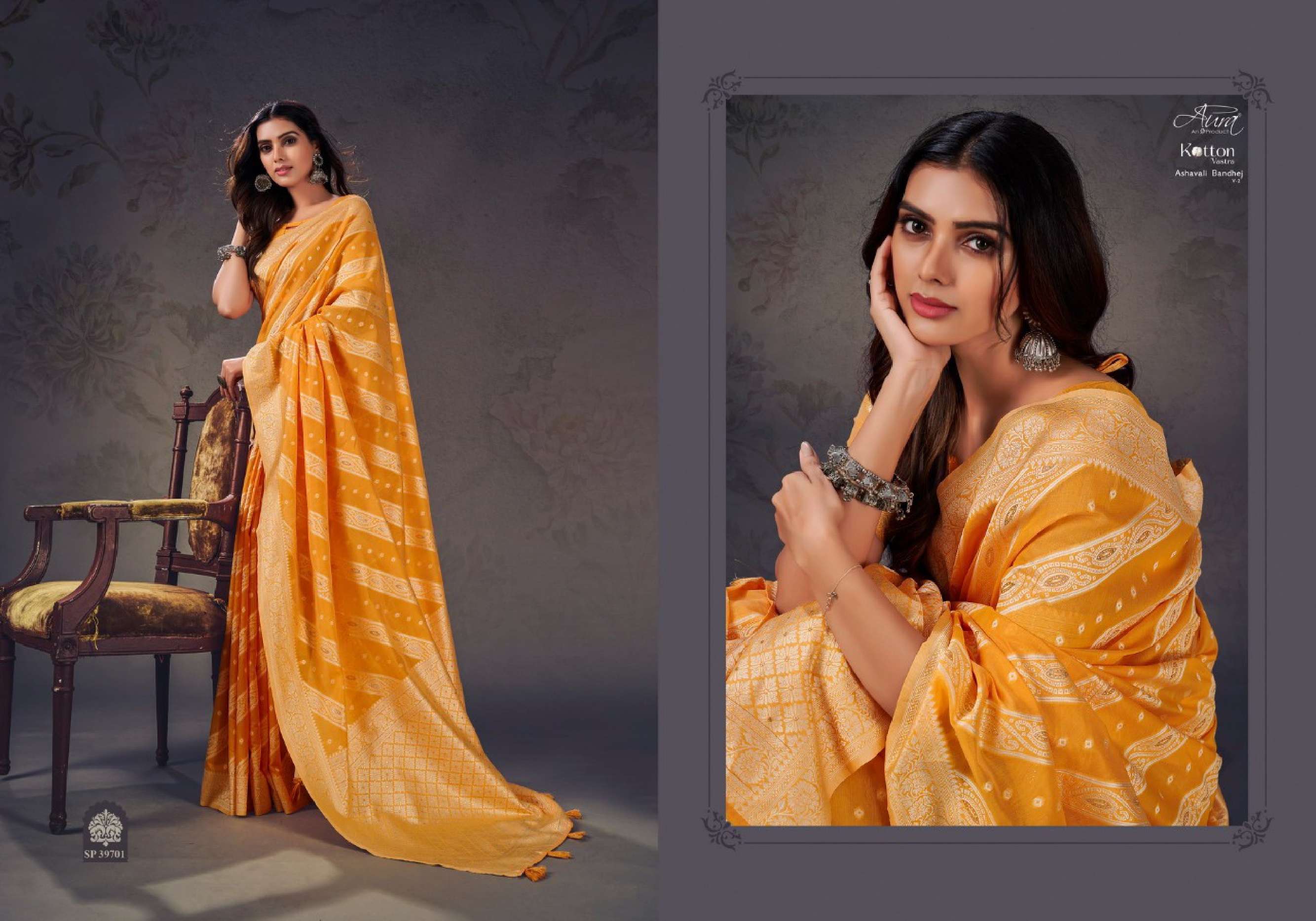 Aura Ashavali Bandhej Vol 2 Occasional Cotton Saree Wholesale catalog