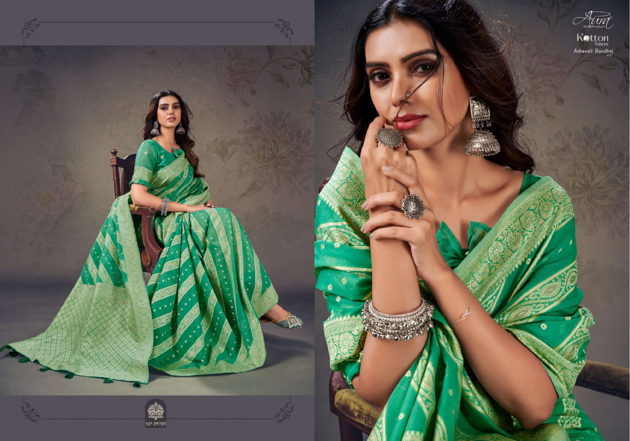 Aura Ashavali Bandhej Vol 2 Occasional Cotton Saree Wholesale catalog