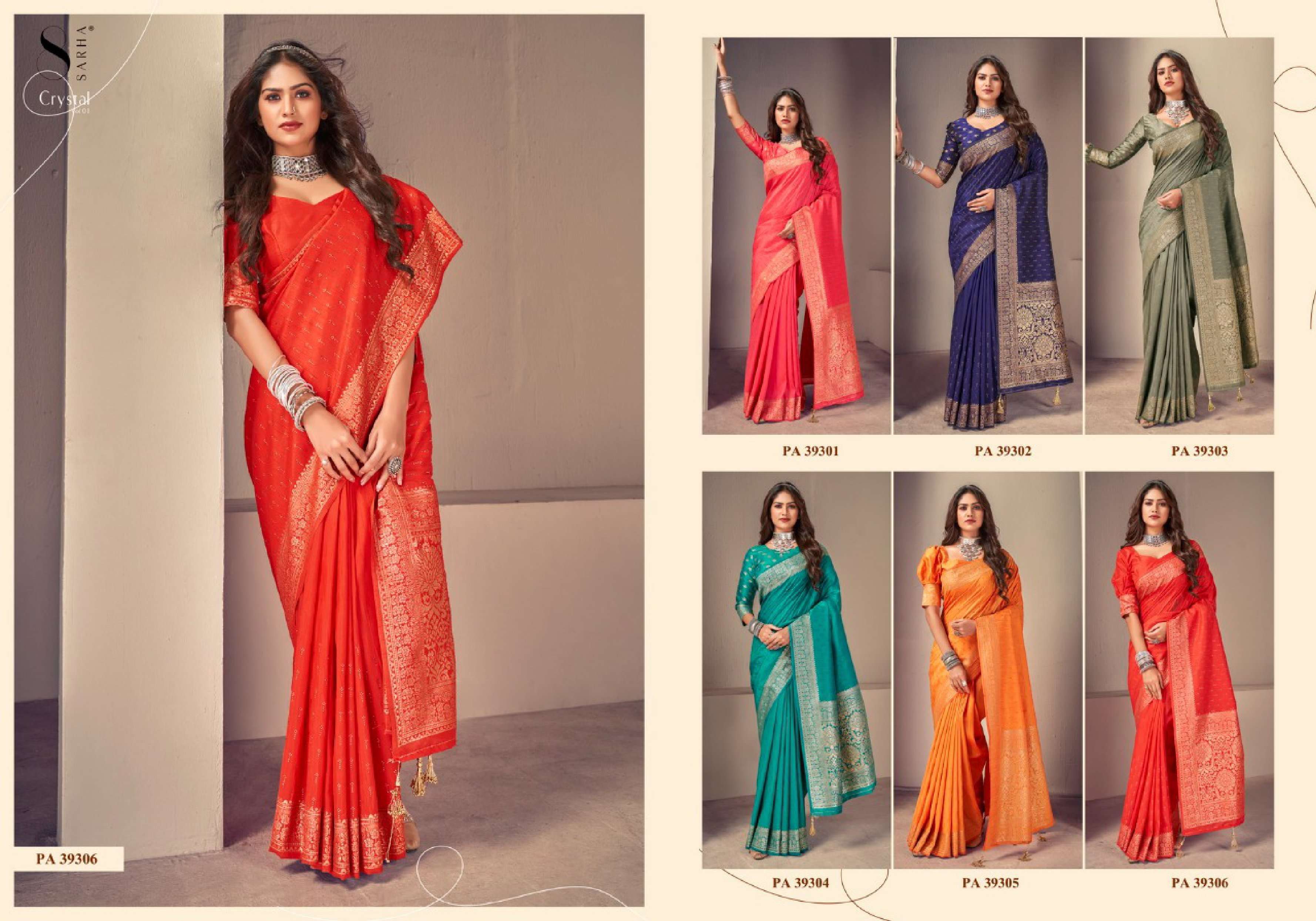 Aura Crystal Vol 1 Designer Raw Silk Saree Wholesale catalog