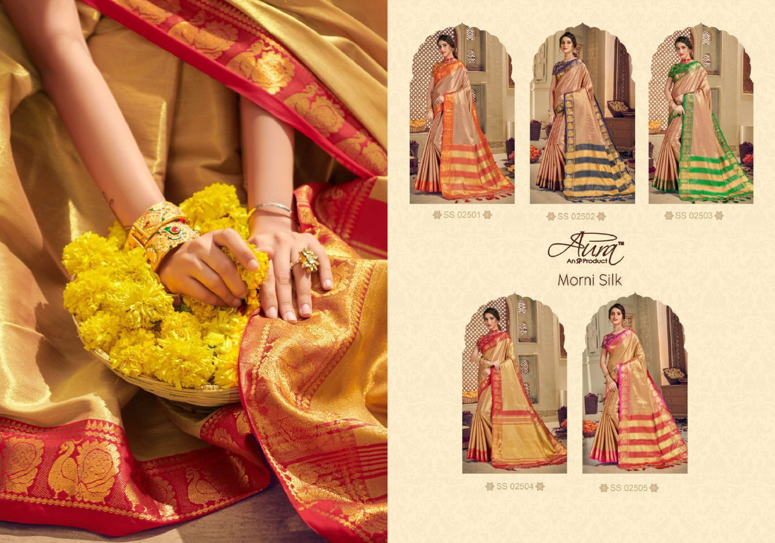 Aura Morni Silk Traditional Designer Saree Wholesale catalog