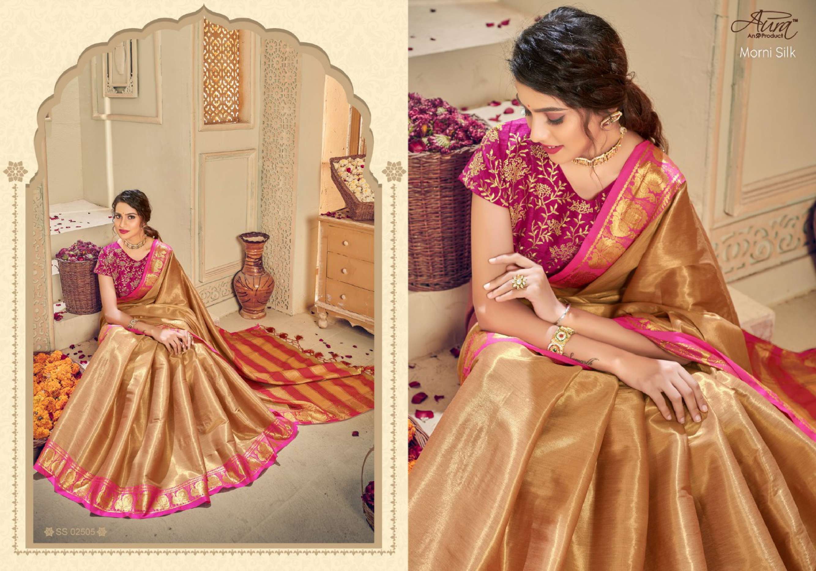 Aura Morni Silk Traditional Designer Saree Wholesale catalog