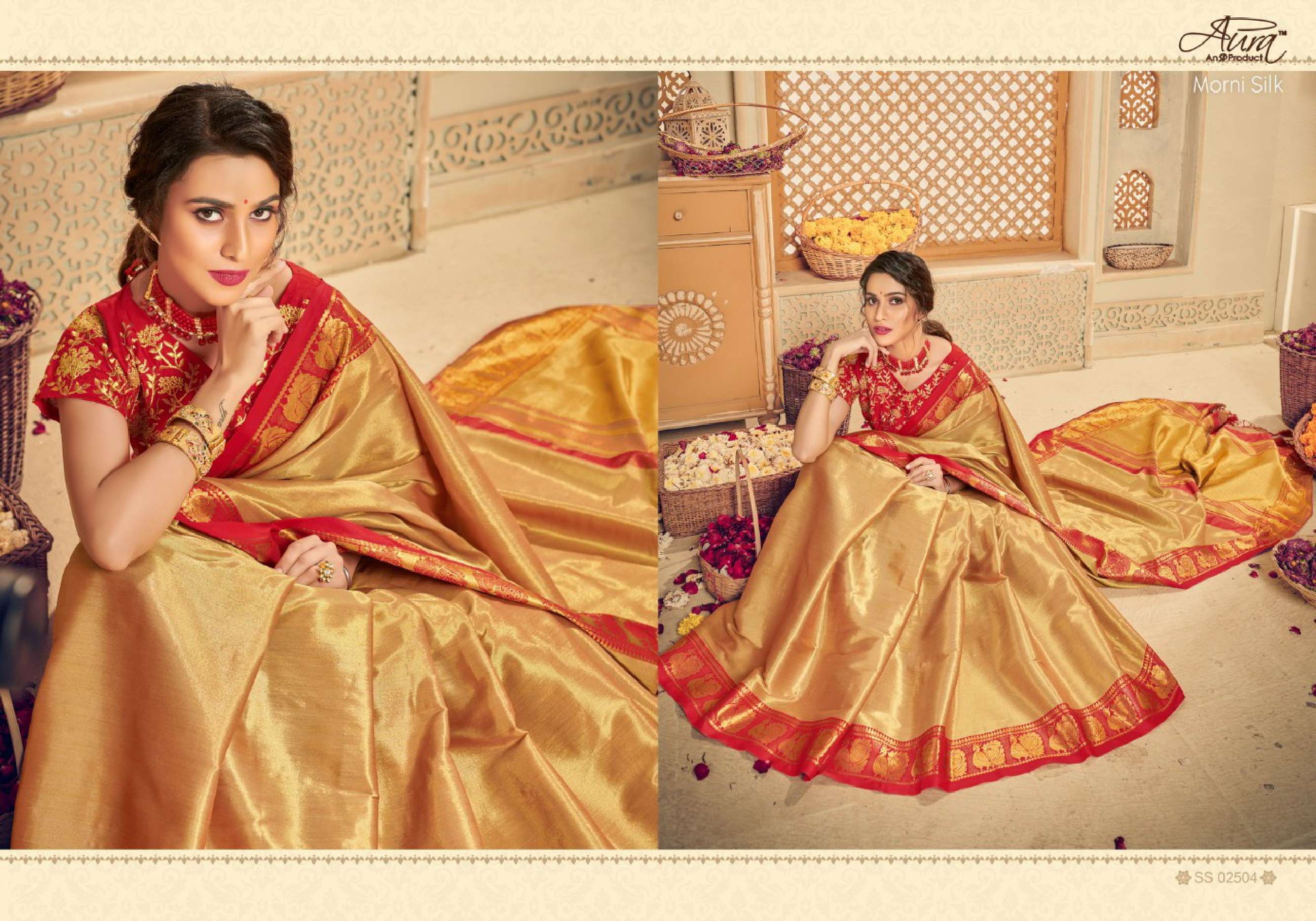 Aura Morni Silk Traditional Designer Saree Wholesale catalog