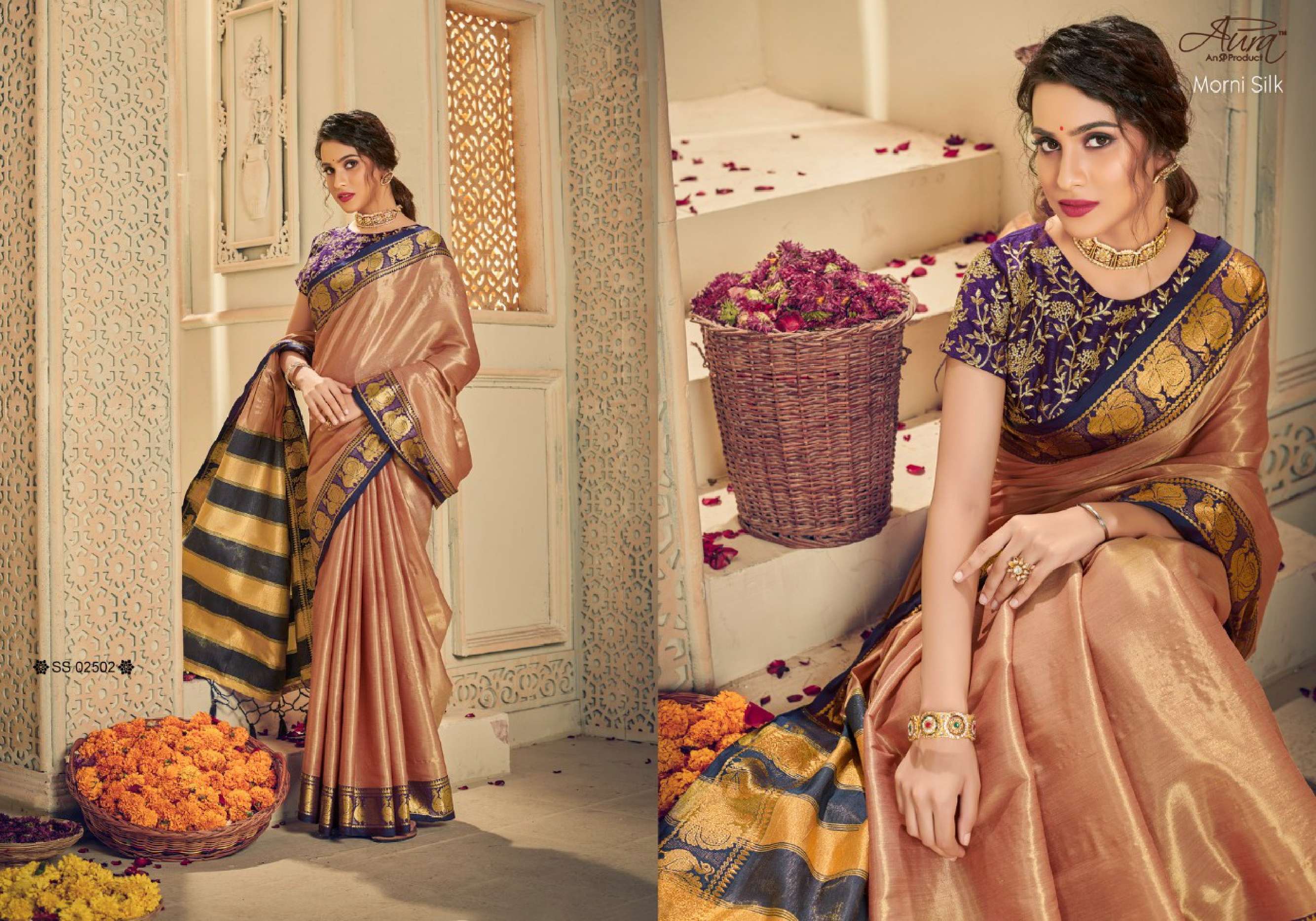 Aura Morni Silk Traditional Designer Saree Wholesale catalog