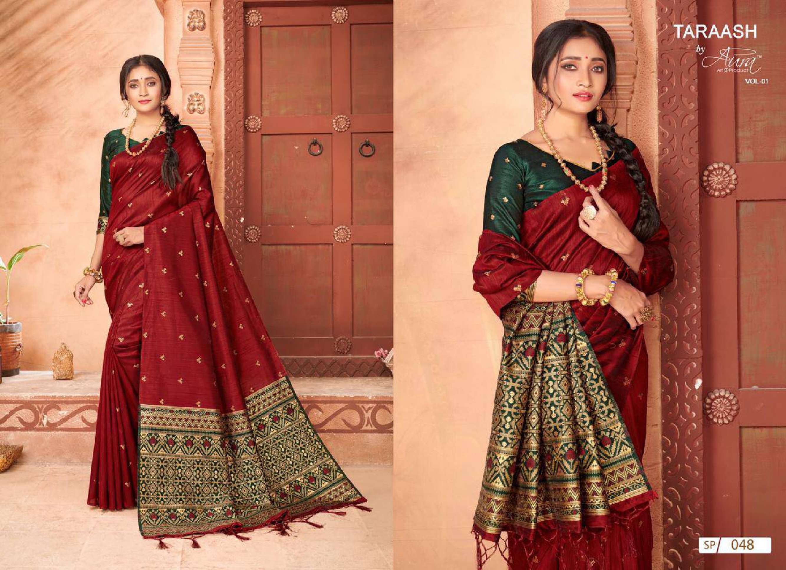 Aura Taraash Vol 1 Ocassional Designer Silk Saree Wholesale catalog