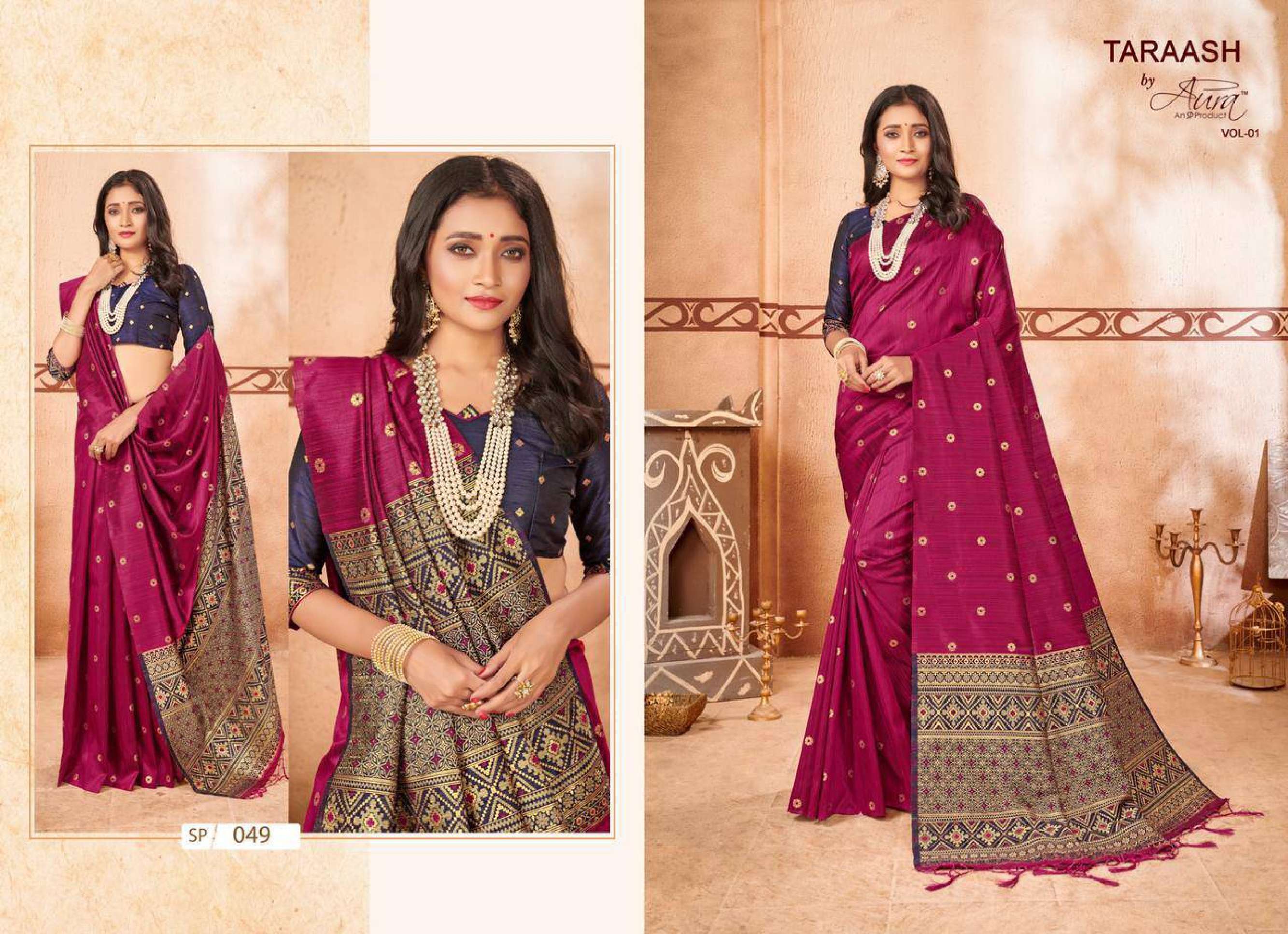 Aura Taraash Vol 1 Ocassional Designer Silk Saree Wholesale catalog