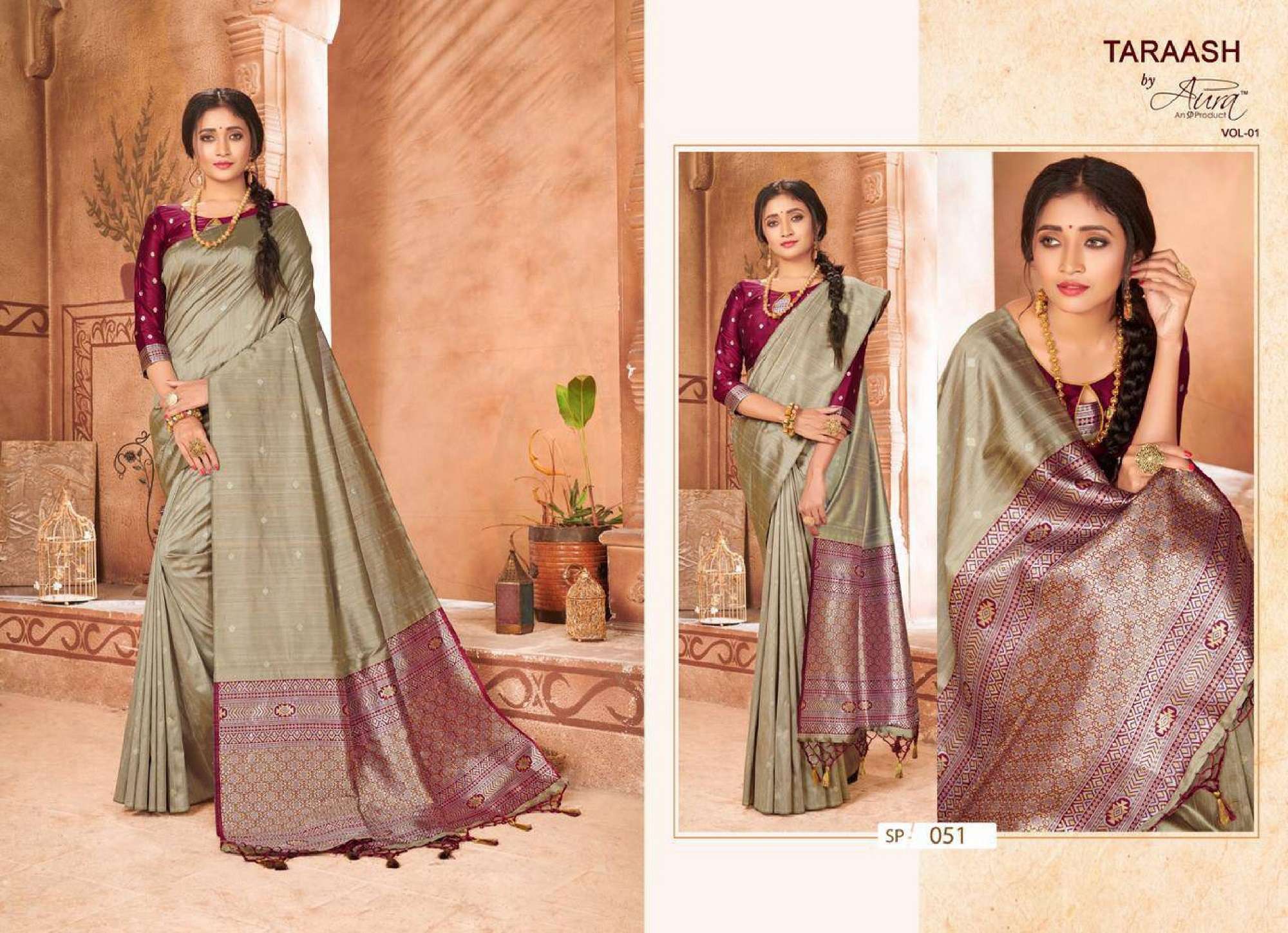 Aura Taraash Vol 1 Ocassional Designer Silk Saree Wholesale catalog