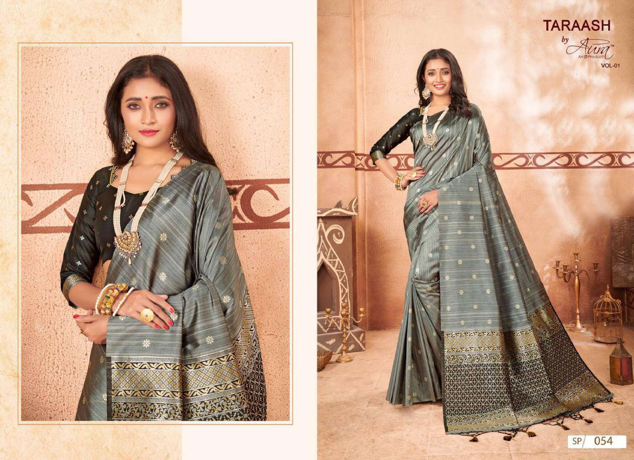 Aura Taraash Vol 1 Ocassional Designer Silk Saree Wholesale catalog
