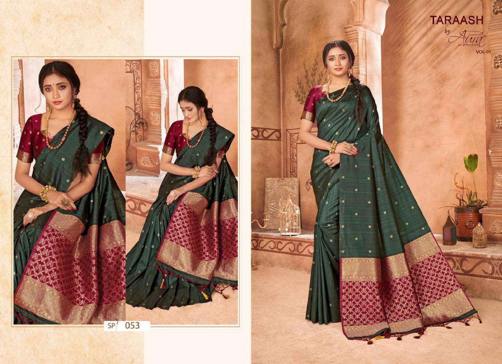 Aura Taraash Vol 1 Ocassional Designer Silk Saree Wholesale catalog