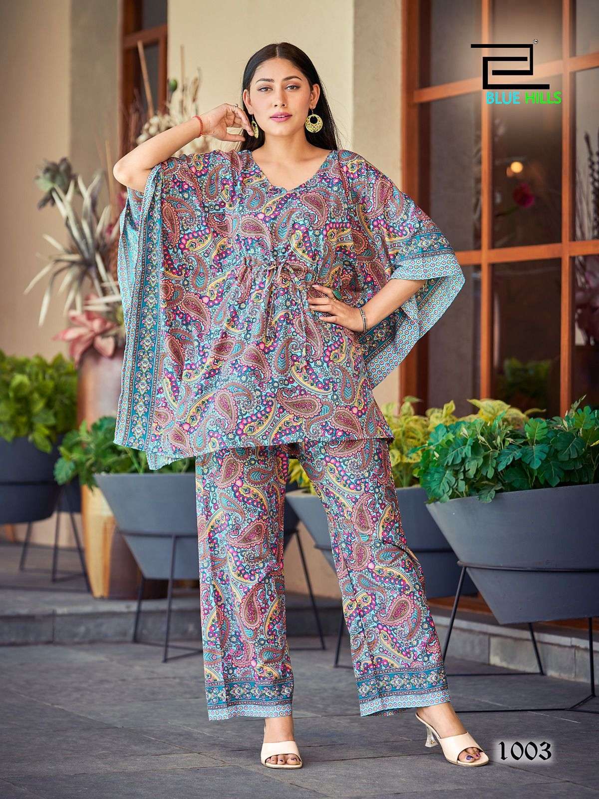 BLUE HILLS CO-ORDS SET TOP BOTTOM Fabrics heavy micro print Kurti Wholesale catalog