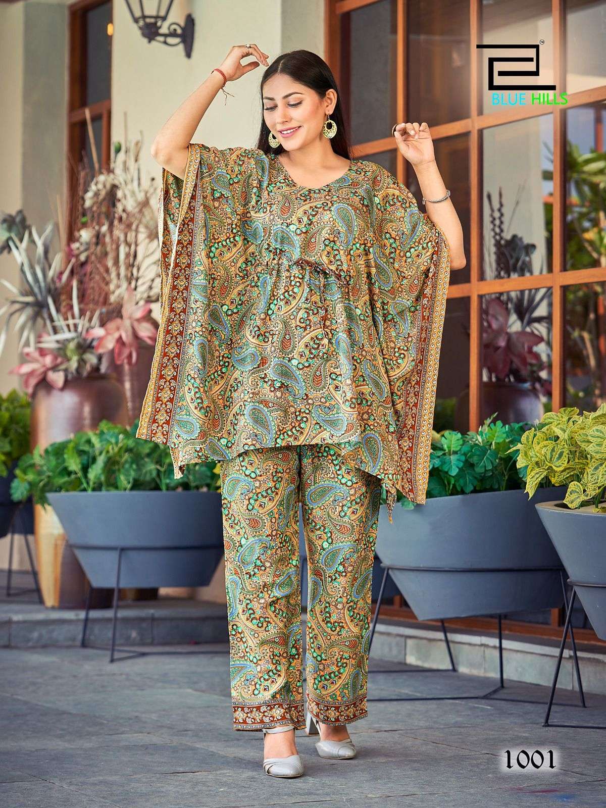 BLUE HILLS CO-ORDS SET TOP BOTTOM Fabrics heavy micro print Kurti Wholesale catalog
