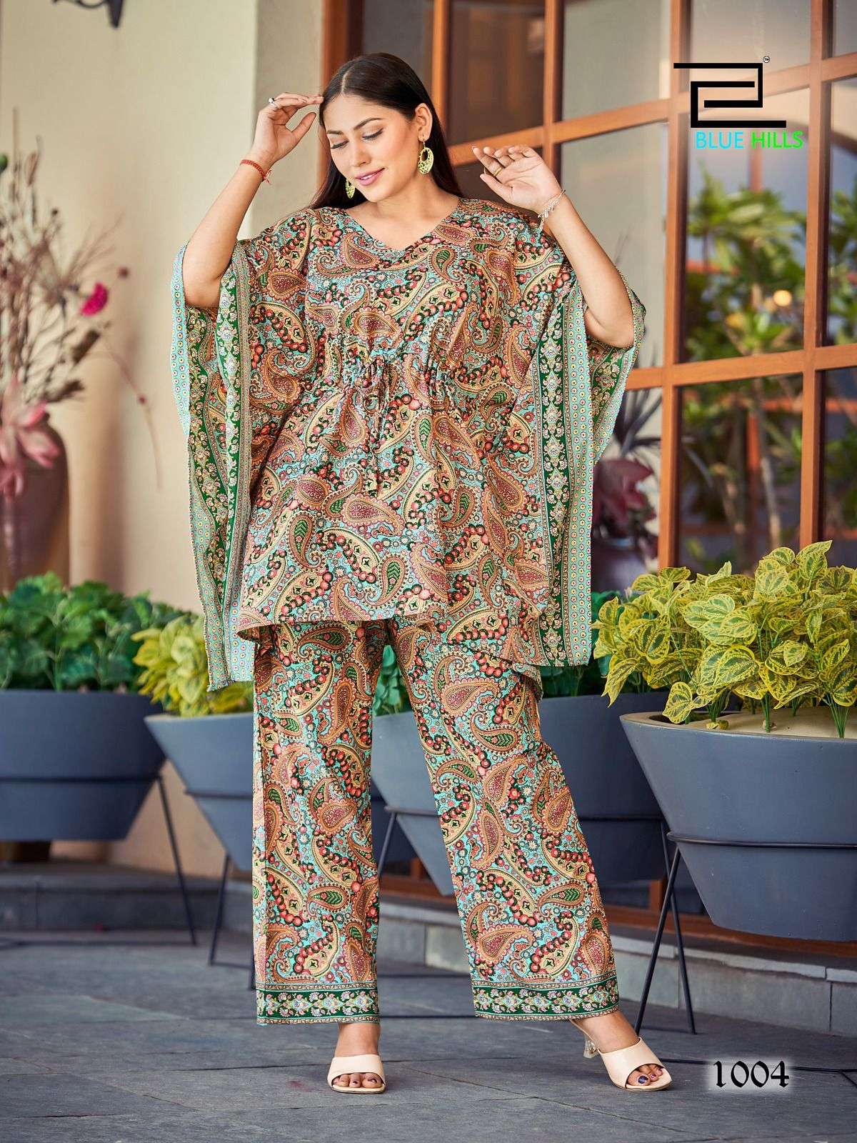 BLUE HILLS CO-ORDS SET TOP BOTTOM Fabrics heavy micro print Kurti Wholesale catalog