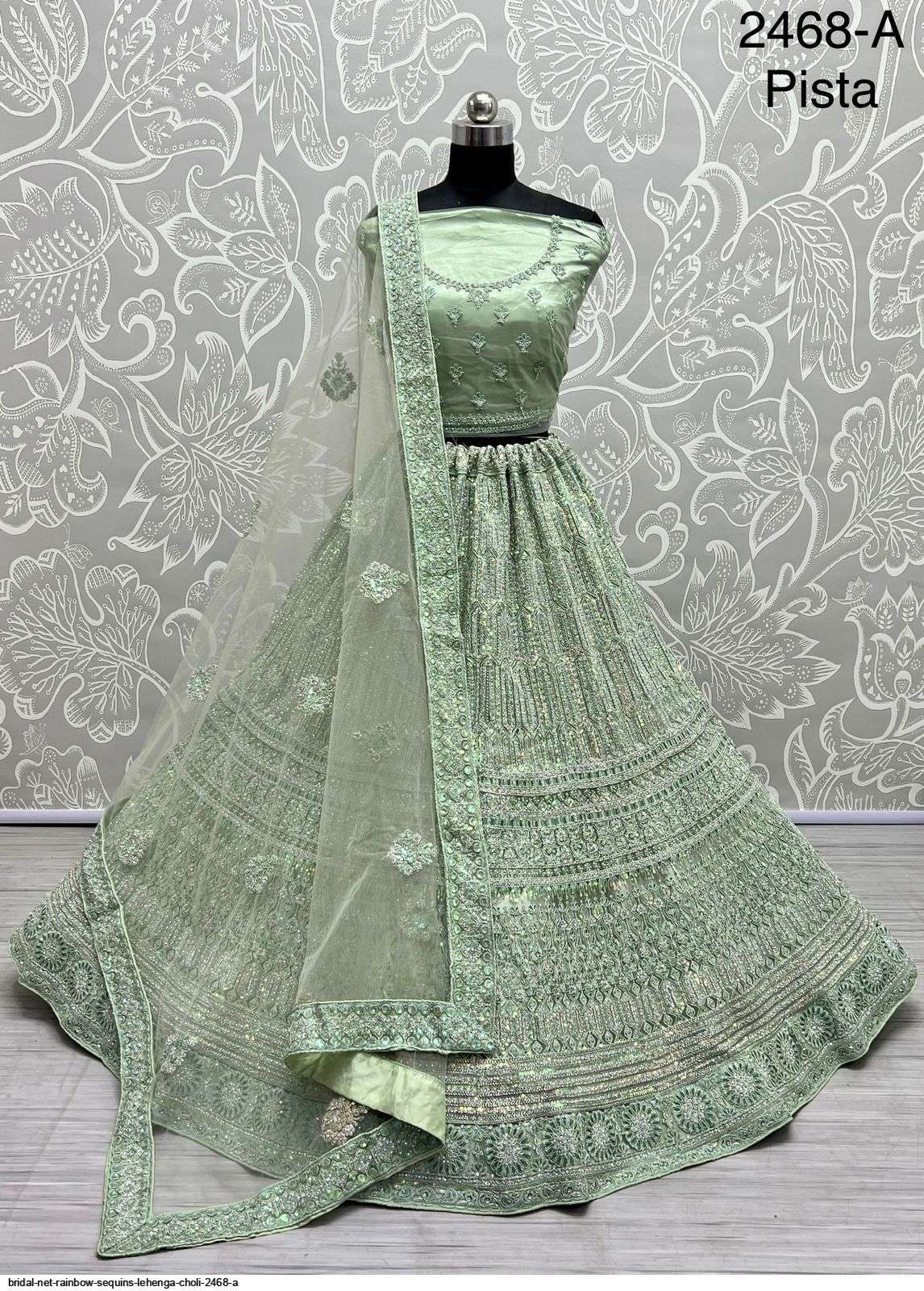 BRIDAL NET RAINBOW SEQUINS LEHENGA CHOLI 2468 A Wholesale catalog