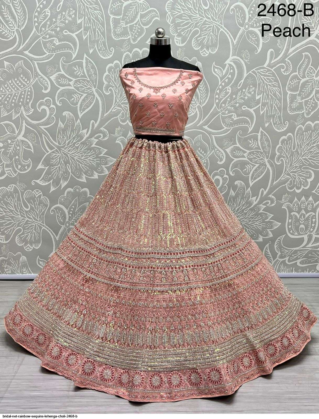 BRIDAL NET RAINBOW SEQUINS LEHENGA CHOLI 2468 B Wholesale catalog