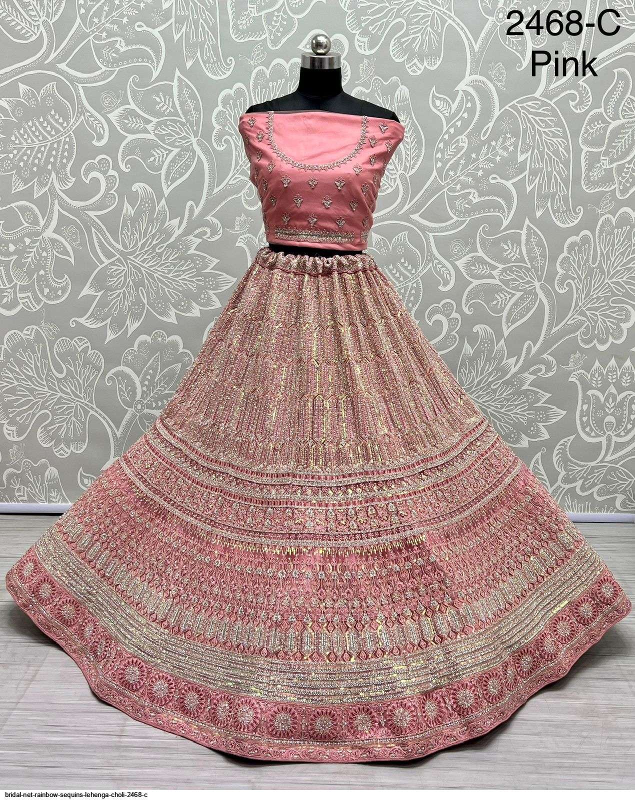 BRIDAL NET RAINBOW SEQUINS LEHENGA CHOLI 2468 C Wholesale catalog