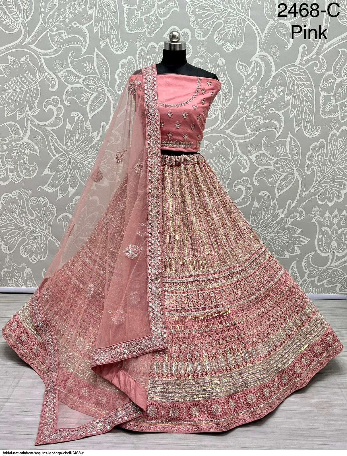 BRIDAL NET RAINBOW SEQUINS LEHENGA CHOLI 2468 C Wholesale catalog
