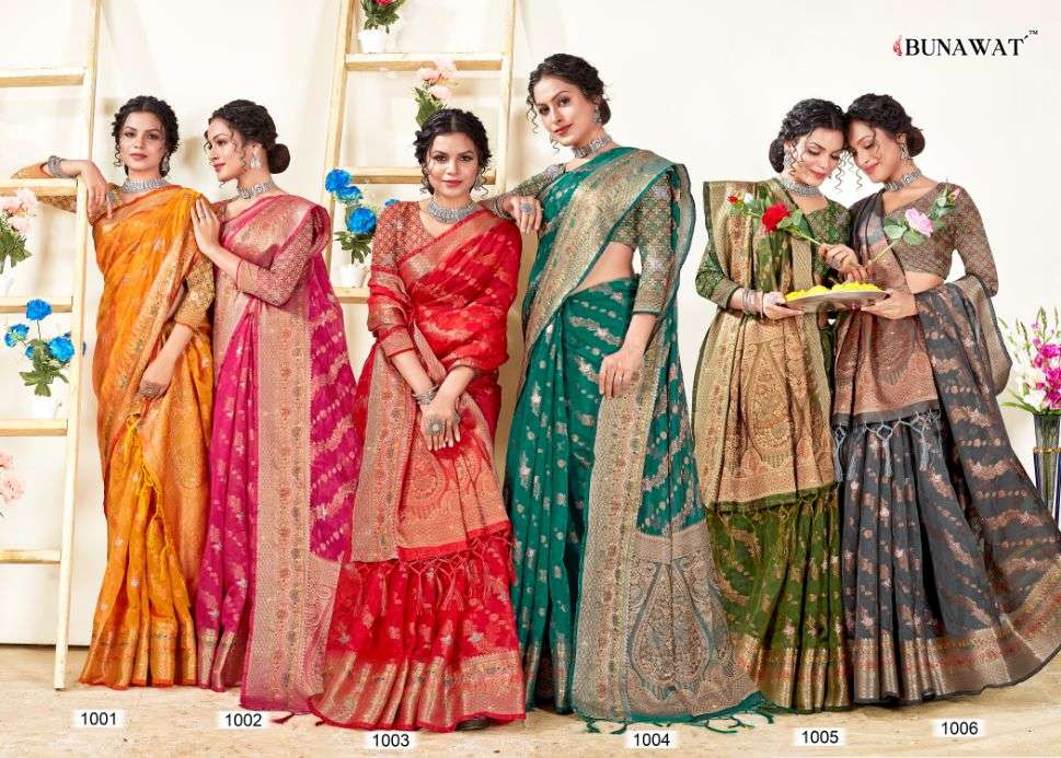 Bunawat Mishri Festive Designer Organza Saree Wholesale catalog
