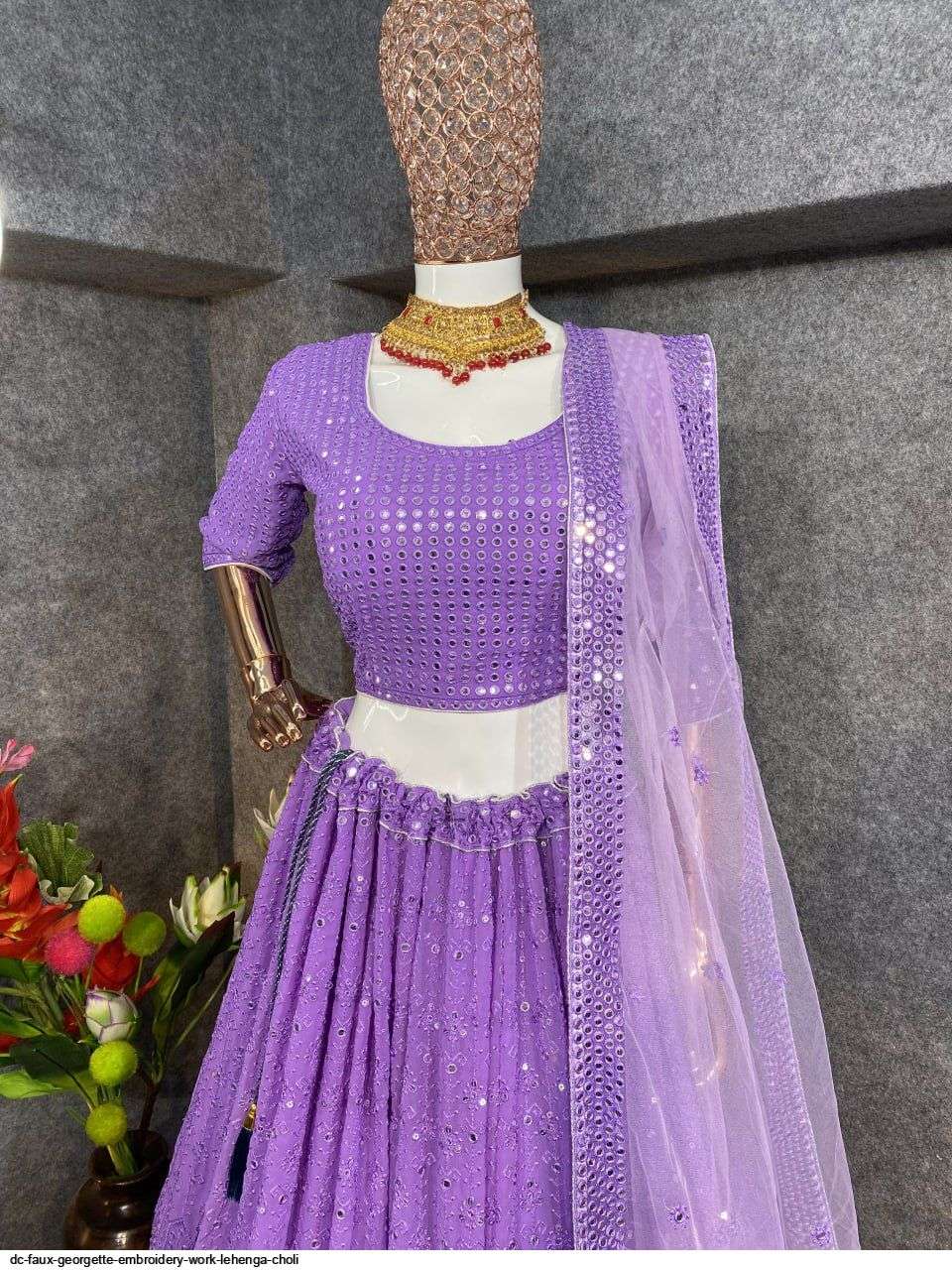 DC FAUX GEORGETTE EMBROIDERY WORK LEHENGA CHOLI Wholesale catalog