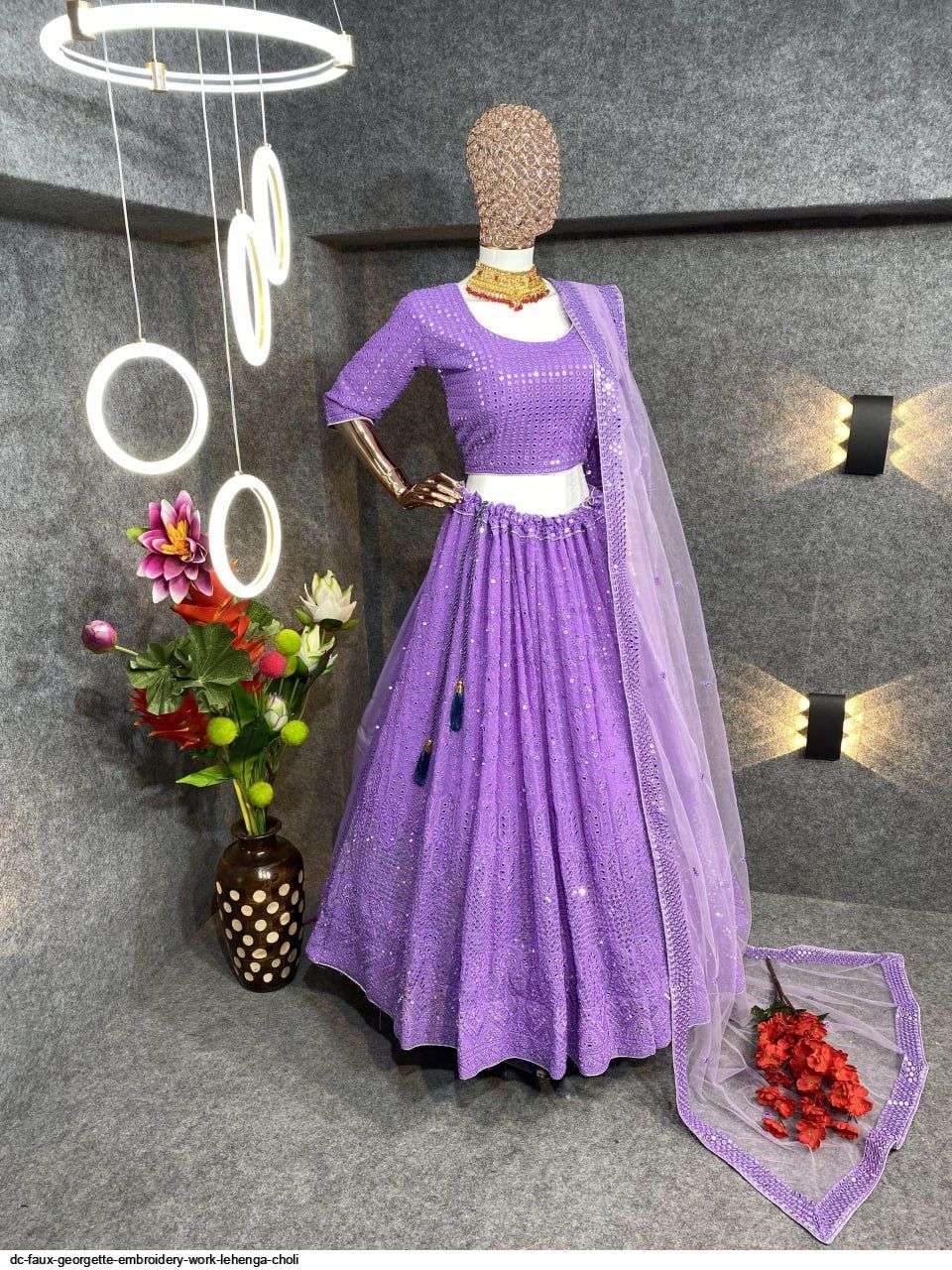 DC FAUX GEORGETTE EMBROIDERY WORK LEHENGA CHOLI Wholesale catalog