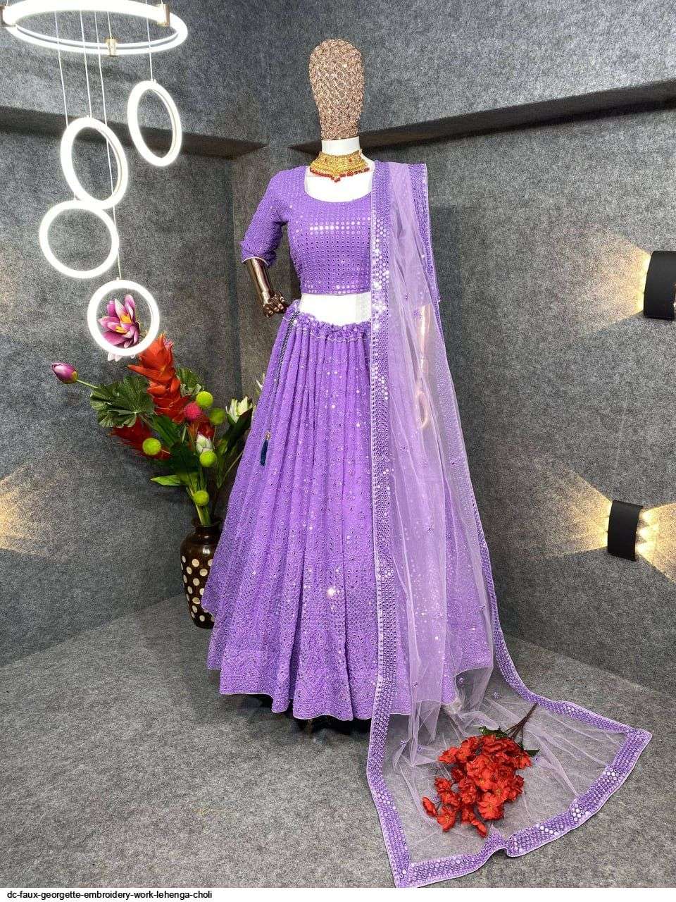 DC FAUX GEORGETTE EMBROIDERY WORK LEHENGA CHOLI Wholesale catalog