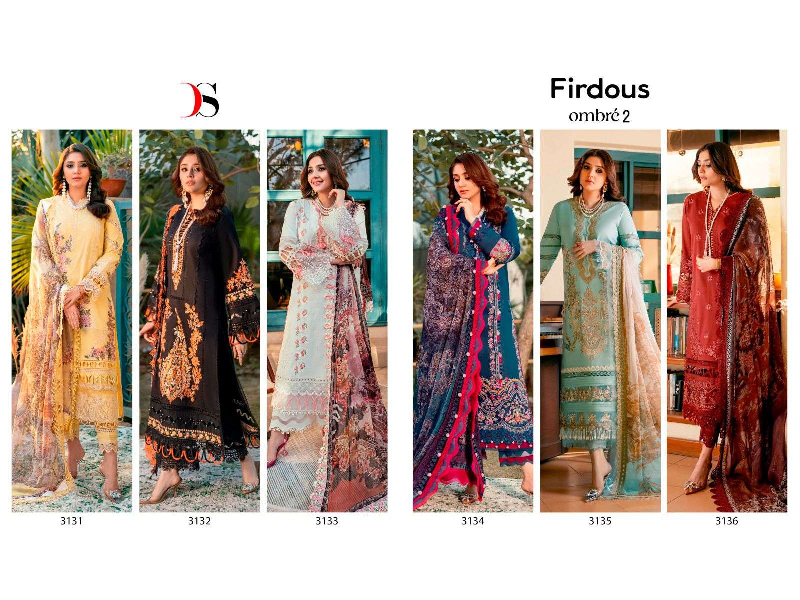 Deepsy Firdous Ombre 2 Cotton Dupatta Pakistani Suit Collection Wholesale catalog