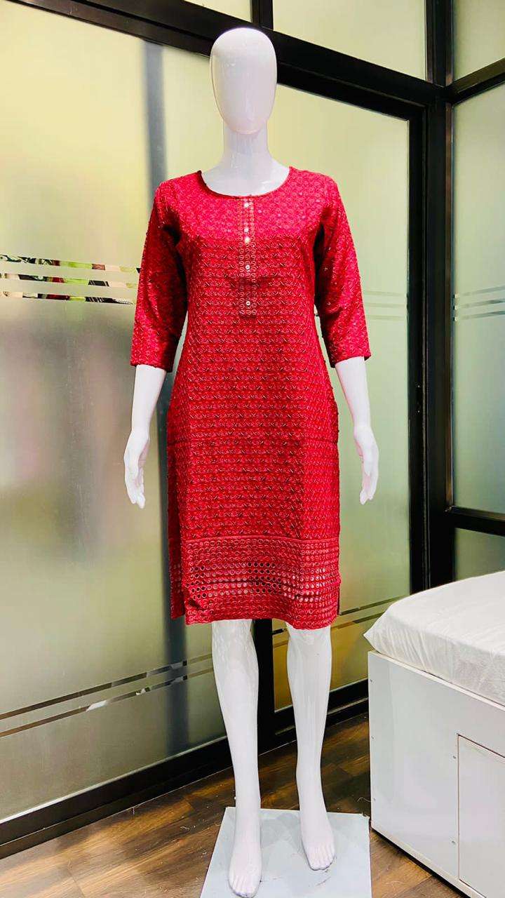 Designer Chikan Kurti Designer Chikan Kurti Front Back Both Side