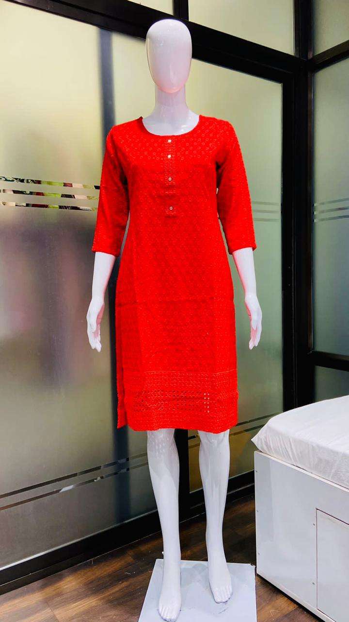 Designer Chikan Kurti Designer Chikan Kurti Front Back Both Side
