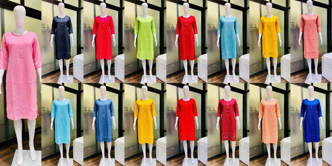 Designer Chikan Kurti  Designer Chikan Kurti (Front Back Both Side Chikan Work) Wholesale catalog