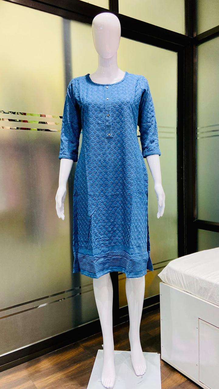 Designer Chikan Kurti  Designer Chikan Kurti (Front Back Both Side Chikan Work) Wholesale catalog